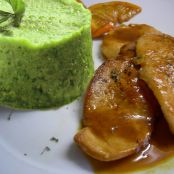 Pavo a la naranja con crema de brocoli