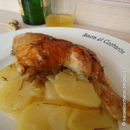 Pollo asado a la sidra