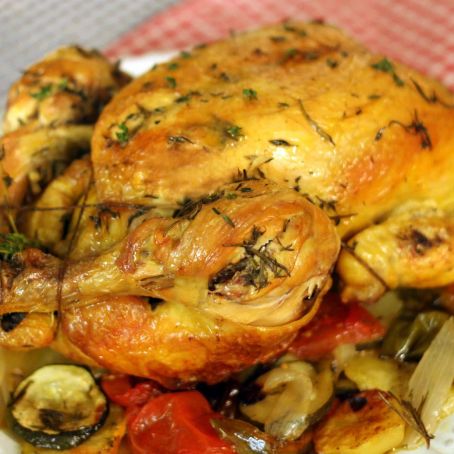 Pollo asado con verduras