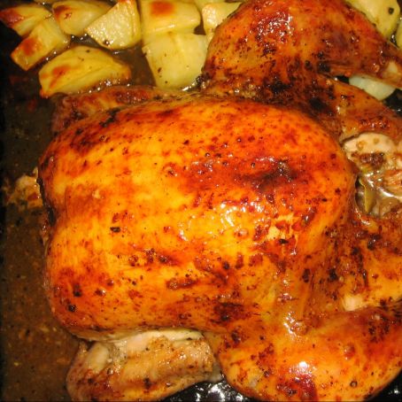 Pollo asado al limón con patatas