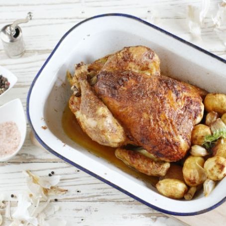 Pollo Asado a los Cuarenta Dientes de Ajo