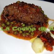 Popietas de ternera estofadas al vino tinto