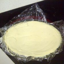 Tarta de queso con chocolate blanco y mermelada de melocotón