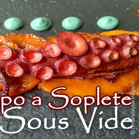 Pulpo marcado a soplete