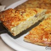 Quiche (sin base) de puerro y champiñones