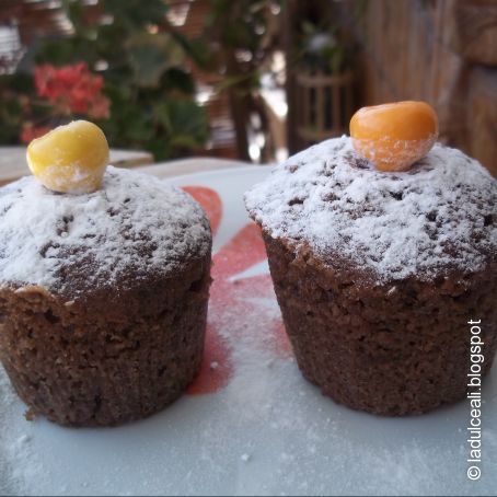 Magdalenas de chocolate y naranja confitada