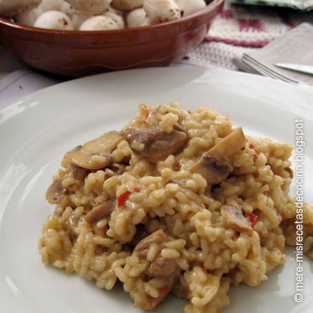 Risotto de champiñones y pollo