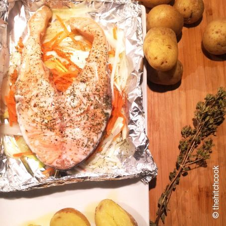 Salmón en papillote con patatitas al vapor
