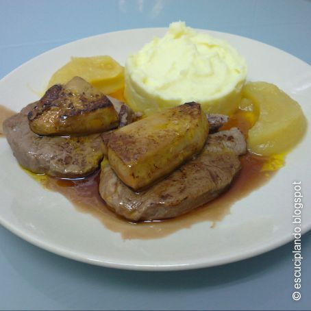 Solomillo al foie con manzana