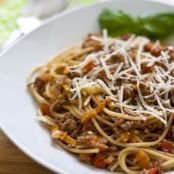 Espaguetis boloñesa con verduras