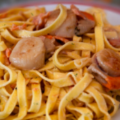 Saint-Jacques flambées au saumon fumé