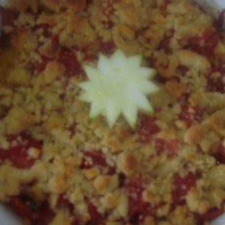 Crumble de pollo con tomates y calabacines