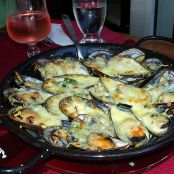 Mejillones gratinados con mostaza