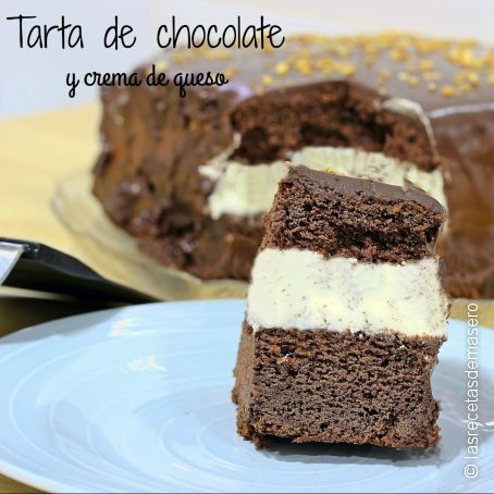 Tarta de chocolate y crema de queso