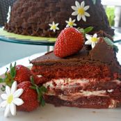 Tarta cesta de terciopelo rojo - Paso 2