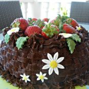 Tarta cesta de terciopelo rojo - Paso 1