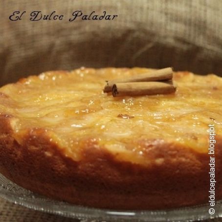 Tarta de queso y peras