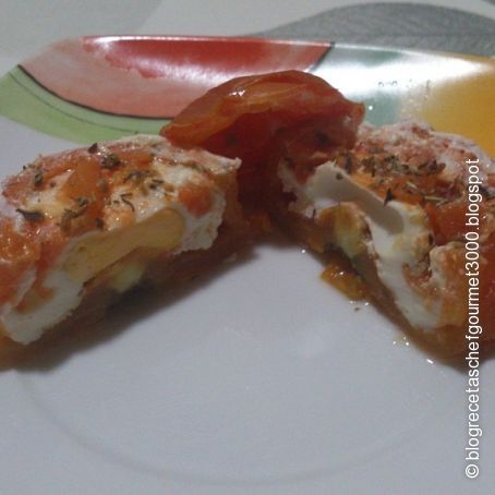 Tomates al vapor rellenos de huevo