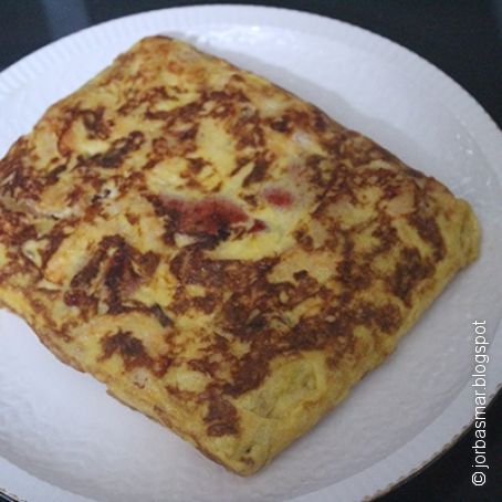 Tortilla cuadrada de pimientos y patatas
