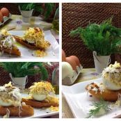 Tosta de huevo cocido en su crema con cecina y eneldo - Paso 1