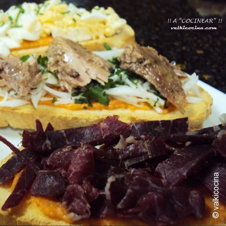 Tostas variadas con base de salmorejo