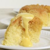 Sponge cake en microondas con crema inglesa