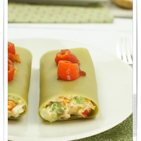 Canelones de ensaladilla rusa