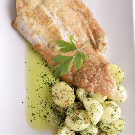 Lenguado con gratinado de anchoas y alcaparras